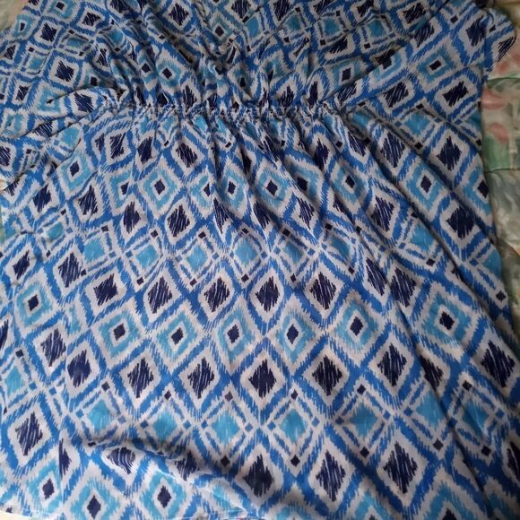 Blue Star One Size Blue White Cover Up Kimono Beach Dress - Picture 4 of 9